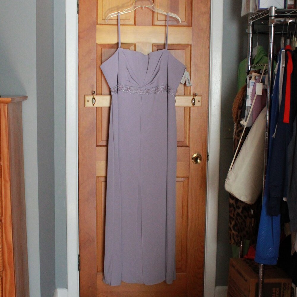 Michaelangelo "Lavhaz" Split Front Beaded Accent Gown